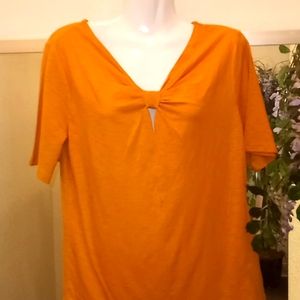 Maison Jules Mustard Bow Knit Top